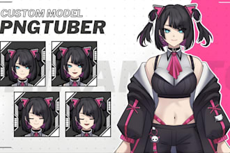 draw custom pngtuber model vtuber anime png tuber live2d rigging for streaming