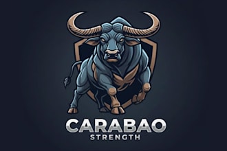 create modern inspired carabao symbol strength logo for you