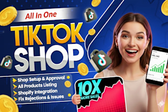 setup and approve tiktok shop, fix rejected listing, affiliate outreach