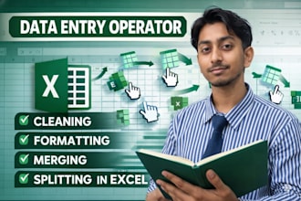 provide data entry, clean, format, marge, split excel data