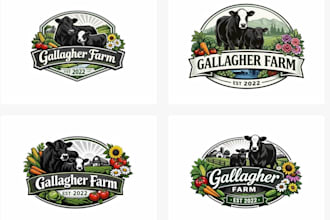 do a unique farm logo with full branding kit
