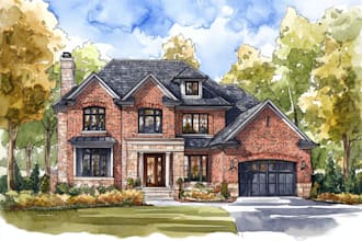 do an watercolor house portrait