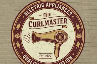 design a vintage hair dryer brand logo with classic retro style