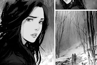 draw a comic book page illustration or webtoon episodes