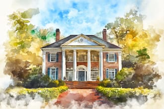 draw a watercolor house painting