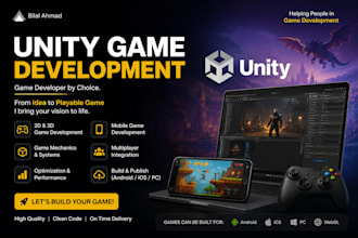 do unity game development , 2d 3d mobile games, ads, reskin