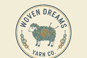 design a vintage yarn logo with classic retro style