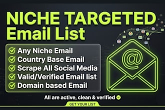 provide niche targeted email list,bulk email list for email marketing