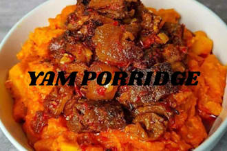 prepare a delicious porridge and salad, yam