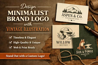 design professional minimalist brand logo design with vintage illustration