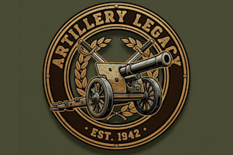 do vintage artillery logo with bold military heritage style