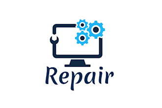 design laptop and computer repair logo with 16 hours