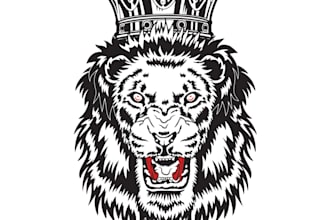 design a powerful lion logo with crown for your brand