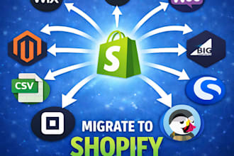 migrate wix, woocommerce, squarespace, prestashop and etc to shopify