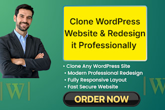 clone wordpress website and redesign it professionally