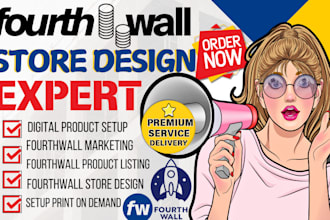 design fourthwall merch store with product listings and fourthwall website
