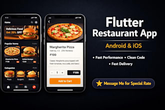 build a flutter restaurant app for android and ios