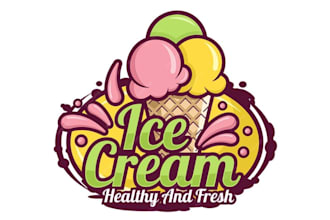 do vintage catchy ice cream mascot logo t shirt design
