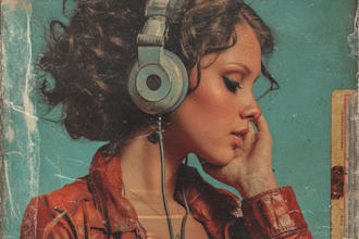 design a vintage retro album cover or music cover artwork