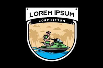 do custom vintage jet ski mascot logo retro t shirt design