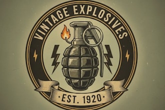 make vintage grenade logo with bold retro impact