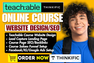 be your teachable expert build thinkific teachable course website wix course SEO