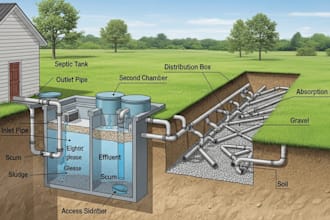 design onsite waste disposal system including septic tank and absorption field