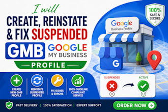 create, reinstate, and fix suspended gmb google my business profile