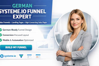 setup german systeme io sales funnel, online course landing page automation