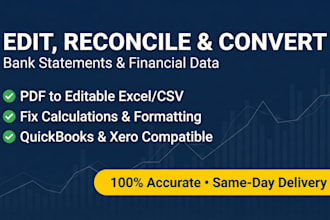 reconcile and convert bank statement PDF to editable format, excel, CSV