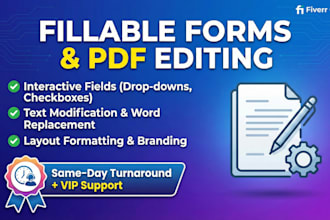 create fillable PDF forms, change text,  and replace words in any document