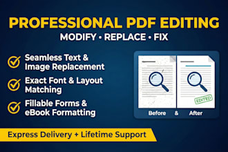 professionally change or replace in PDF documents, forms, and books
