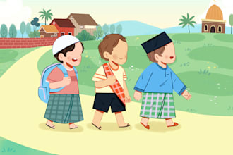 make illustration for children book with faceless style