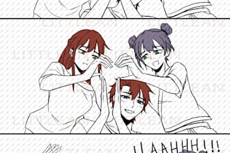 draw short manhwa romantic or comedy scene from your idea
