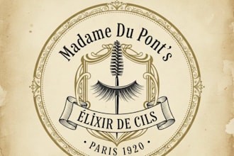design a vintage mascara brand logo with classic beauty elegance