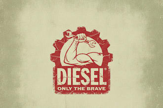 design a vintage diesel brand logo with rugged industrial heritage