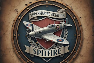 design a vintage spitfire logo with classic aviation heritage
