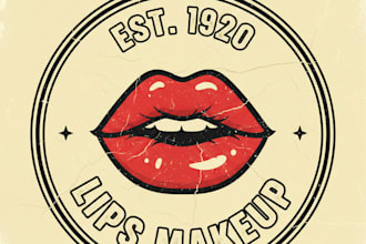 design a vintage lips logo with classic retro glamour