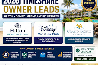 provide timeshare owner leads hilton, disney, grand pacific