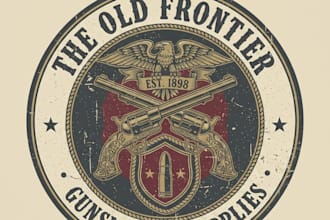 design a vintage gun shop logo with classic old west style