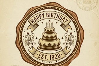 design a vintage birthday logo with classic retro charm