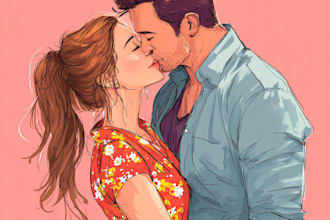 design an illustrated romance book cover or ebook cover