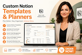 custom notion template, notion budget tracker, notion aesthetic and life planner