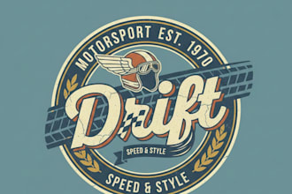 design a vintage drift logo with classic retro racing style