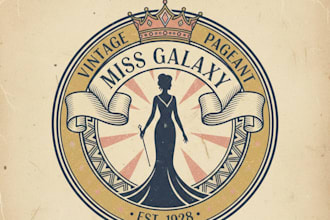 design a vintage pageant logo with classic retro elegance