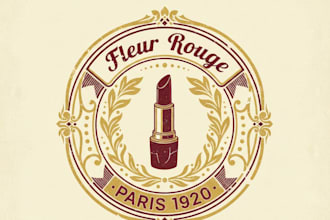 design a vintage lipstick logo with classic retro glamour