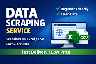 do web data scraping and data extraction to excel or CSV