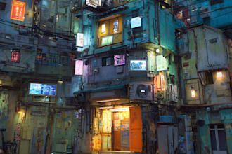 design cyberpunk futuristic city art