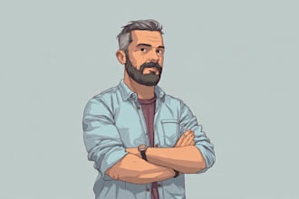 do a digital cartoon illustration