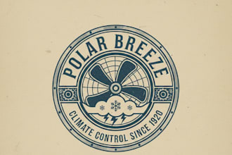 design a vintage air condition brand logo with classic retro style